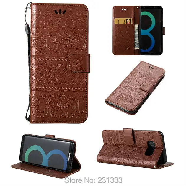 Кожаный чехол-Кошелек на ремешке для Samsung Galaxy S8 PLUS J3 J5 J7 A3 A5 2017 J2 Prime Elephant TPU