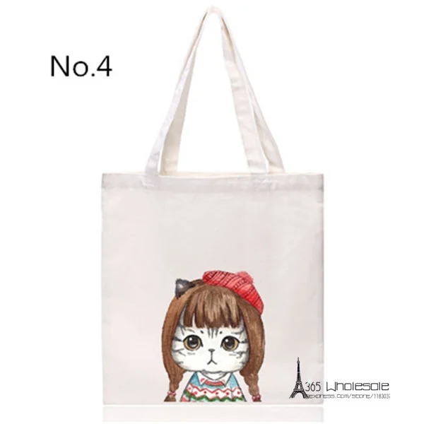 Free shipping 15 styles for choose Cute Cats Canvas Shoulder Bag Beauty Dressing Funny Attitude Eco-friendly storage friend gift | Дом и сад
