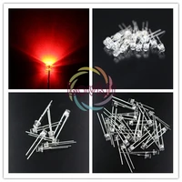 1000pcs high quality electronic components retail wholesale 3mm flat top red leds urtal bright wide angle light emitting diode