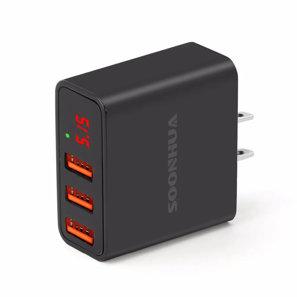 SOONHUA ABS противопожарный 5V 3.4A 3 порта USB Универсальное быстрое зарядное устройство