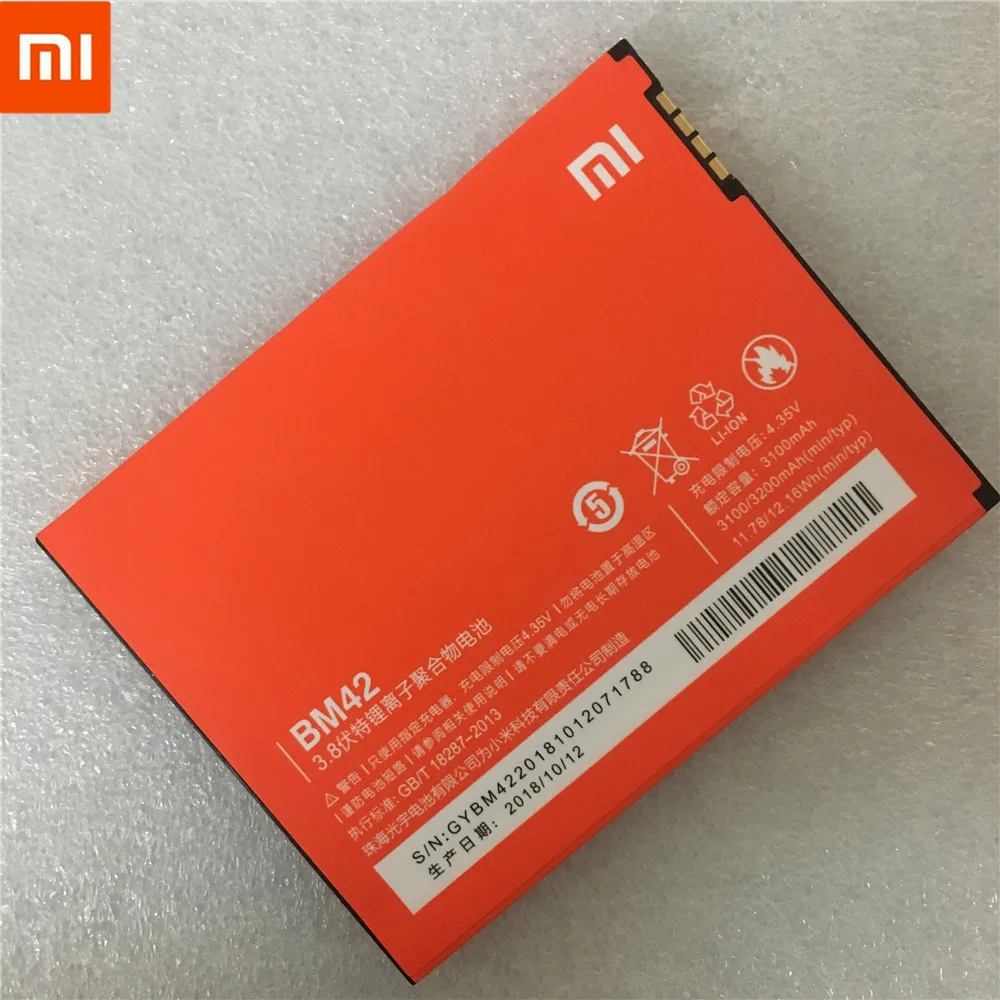 100% оригинальная запасная батарея BM42 3100 мАч для батареи Xiaomi в наличии с номером