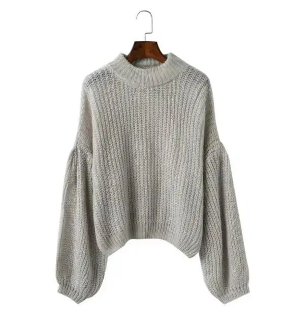 Vintage Vertical stripes line Knitted Sweater New Woman Drop Long sleeve Loose Pullover Gray Red Black | Женская одежда