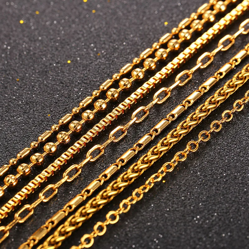 

Starlord Hot Chain Necklace Men Wholesale 55CM White Gold Color Box /O/Link Chain/ Twisted Rope Chains Women DIY GN897