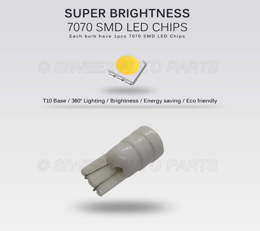 2 шт. W5W 194 T10 Автомобильная керамика Led 1 SMD 7070 сигнальная Поворотная лампа