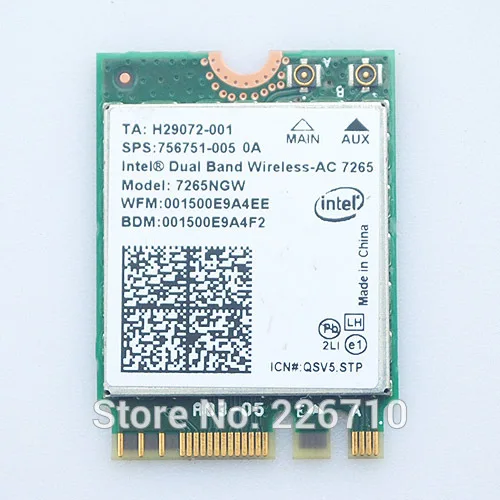 802.11ac 867m 2x2 Wifi Bluetooth BT4.0 2 4G/5G NGFF карта Двухдиапазонная Беспроводная-AC 7265 7265NGW модуль