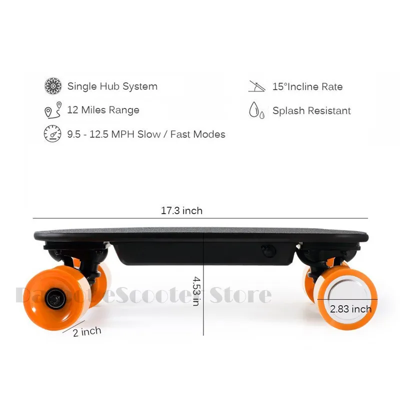 Электрический скейтборд 4 колесные скутеры мини для детей одномоторный
