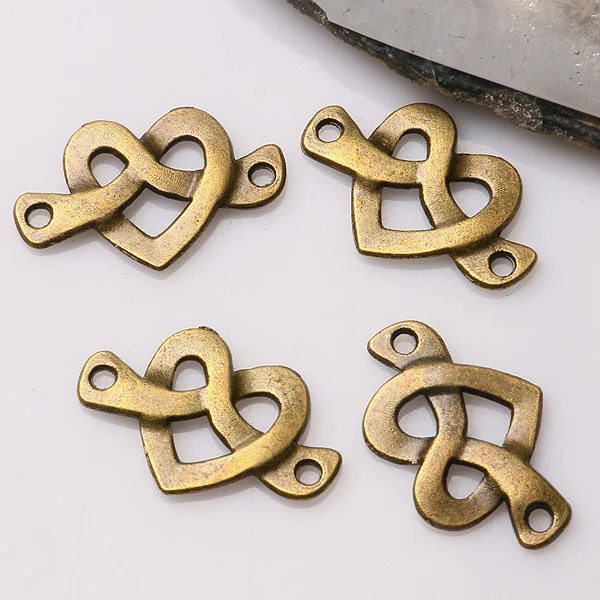 

40pcs antiqued bronze color heart shaped link connector EF3448