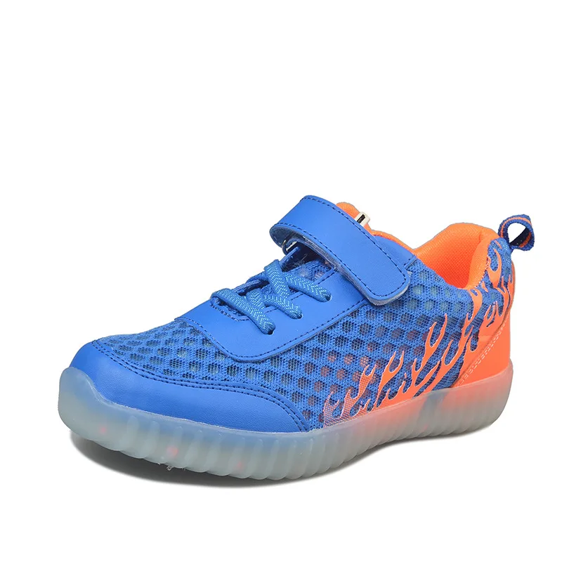 2018 Children USB Charging LED Light Up Casual Shoes Boys Girls Glowing Luminous Sneakers Air Mesh Breathable Tennis | Детская одежда и
