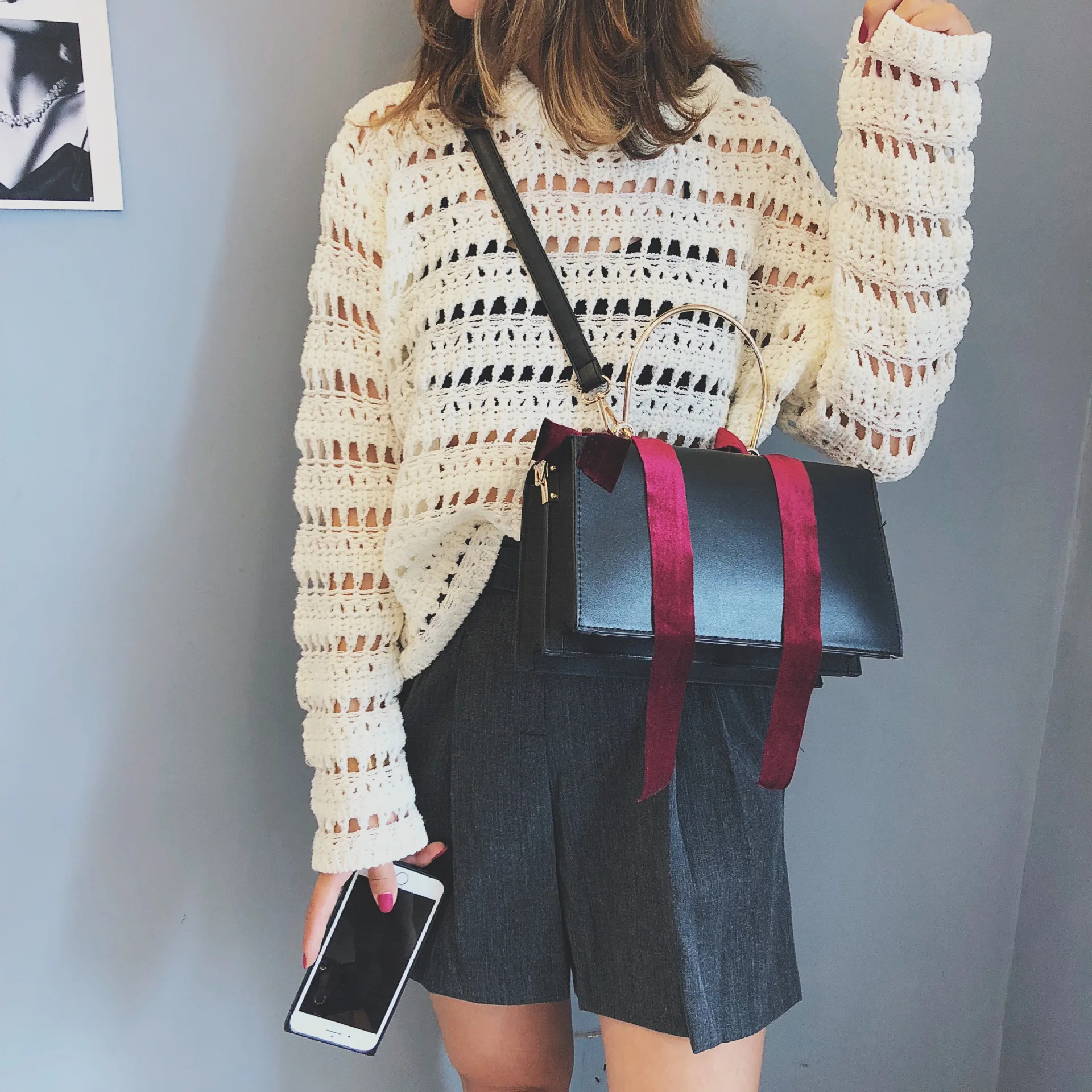 New Fashion Ribbons Ladies For Handbag Pink Crossbody Shoulder Slung Magnetic Buckle Bag Vintage Bow Tiet orebki damskie Bags | Багаж и