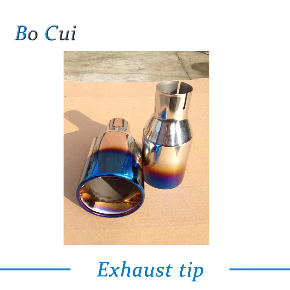 New Arrive Universal Stainless Steel Blue Paint Car Rear Round Exhaust Pipe Tail Muffler Tip For Pipes|Шумоглушители| |