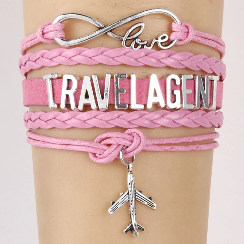 Drop Shipping Infinity Love Travel Agent Bracelets Handmade wristband Plane Charm Braided Bracelet &amp Bangles Jewelry | Украшения и