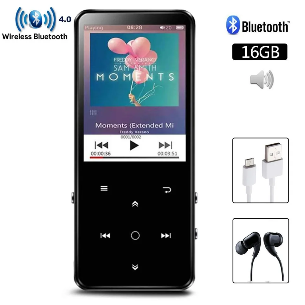 CHENFEC C10 Bluetooth 4,0 MP3 плеер 16 Гб металл с 2,4 дюймов Большой HD экран Поддержка динамик FM радио Музыкальный рекордер радиосд MP3
