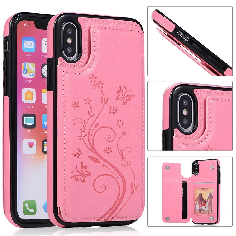 Tikitaka Butterfly Pattern Wallet Case For iPhone 7 8 Plus XR XS Max Magnet Leather Flip Cases For iPhoneX 7Plus 6 6S Plus Cover