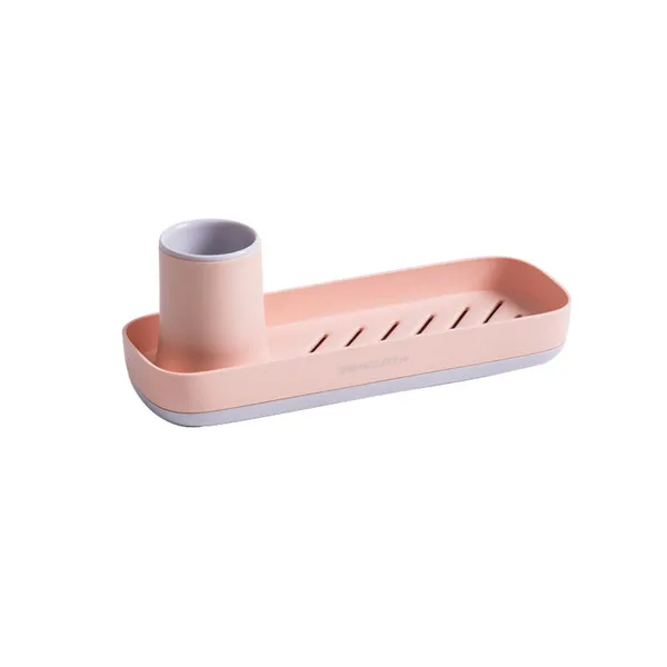 light pink Пластиковая Полка для хранения ванной комнаты, полка для душа, предметы для дома, мыльницы для ванны, кухня, практичная раковина столешницы - Цвет: light pink