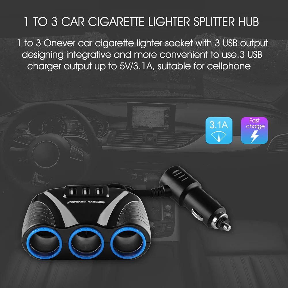 5 V/3.1A автомобильное зарядное устройство 3 USB для мобильного телефона концентратор