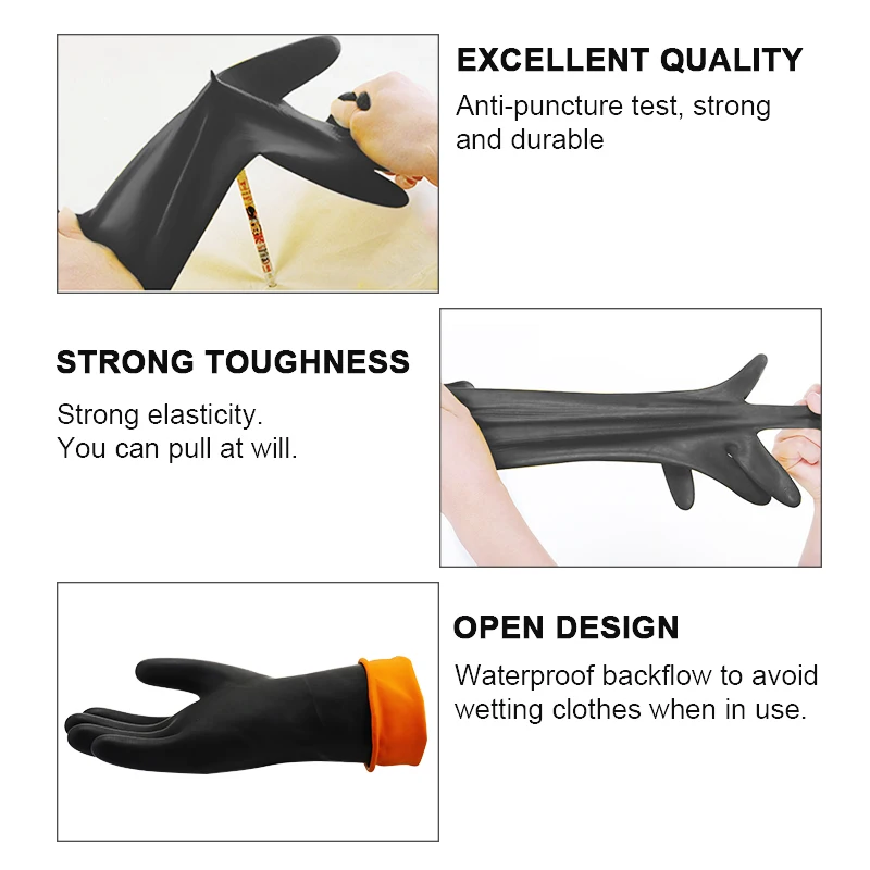 35/45/55 см Heavy Duty химически стойкие перчатки резиновые кислоты устойчивы к маслу