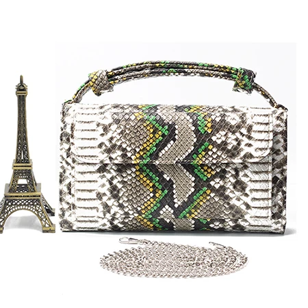 Python Green TOPHIGH, модные женские кошельки-клатчи со змеиным узором, Аллигатор, натуральная коровья кожа, сумка на плечо, Длинный кошелек, женский кошелек - Цвет: Python Green