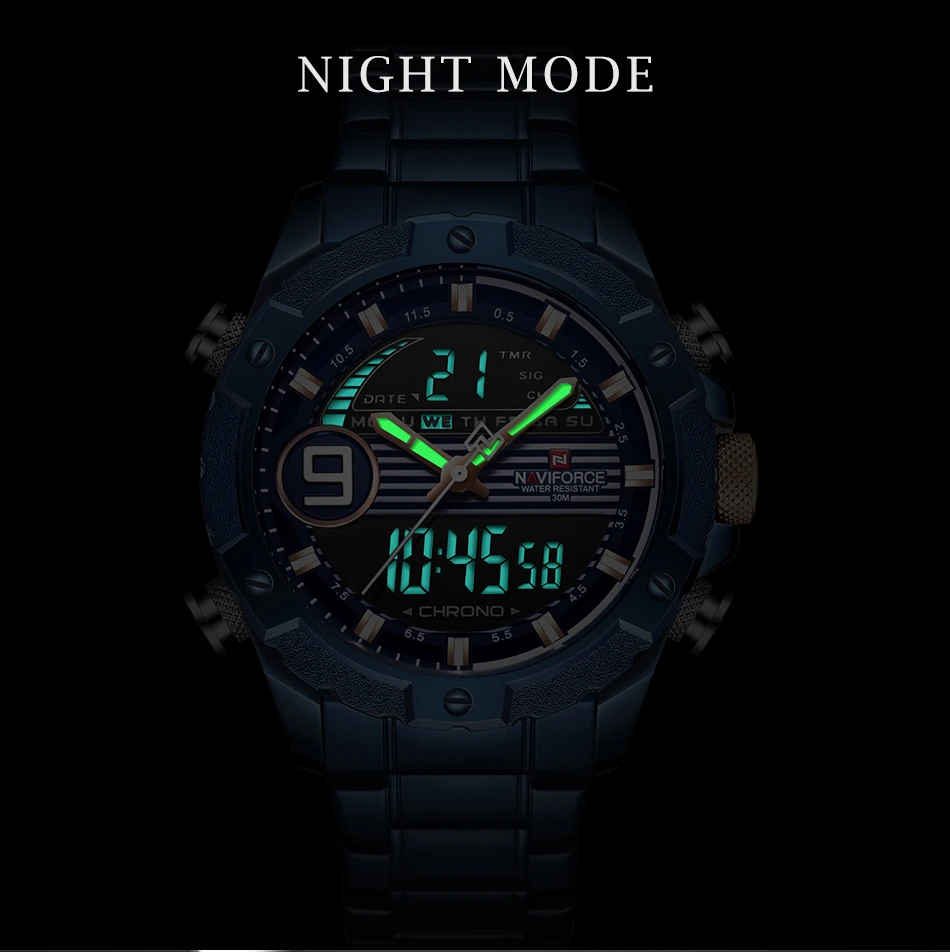 Мужские часы Топ люксовый бренд NAVIFORCE спортивные часы мужские кварцевые цифровые часы мужские модные водонепроницаемые наручные часы с кожаным ремешком