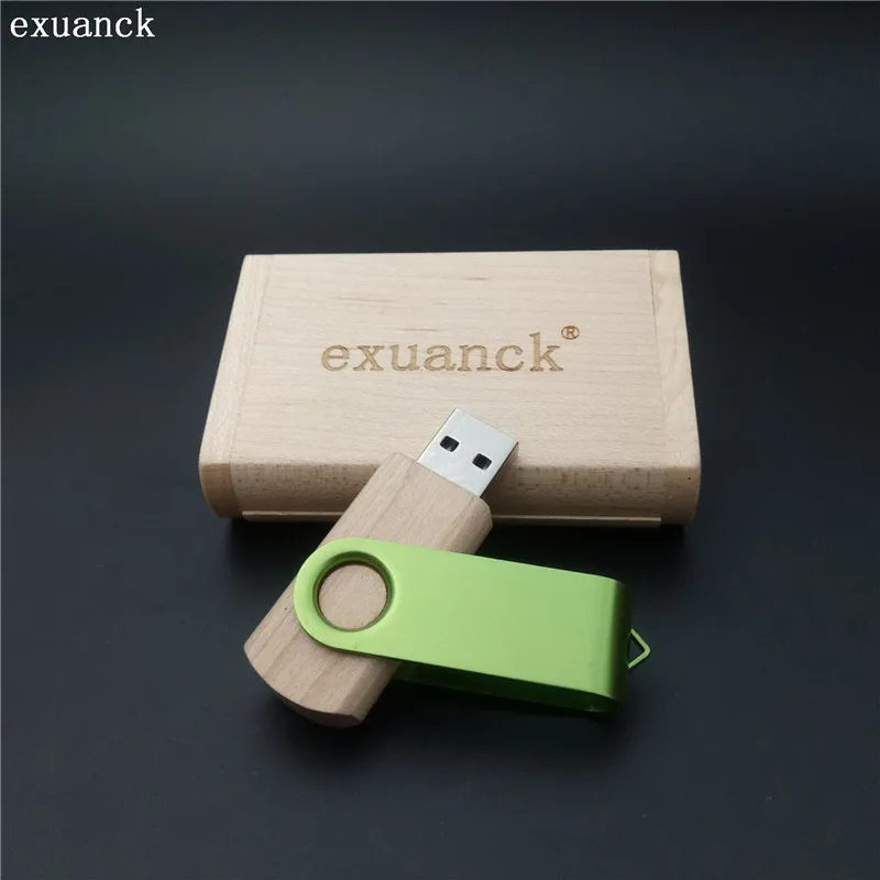 exuanck custom logo usb 2.0 sticks 10 pcs /lot metal clip+ wooden +box 4-32GB flasdh drive laser engrave photografia | Компьютеры и