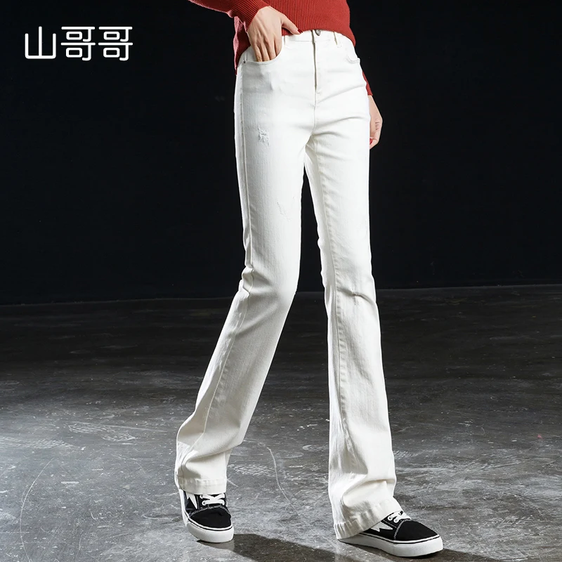 Shangege women white flare wide leg jeans lady full length skinny denim trousers for spring autumn free shipping | Женская одежда