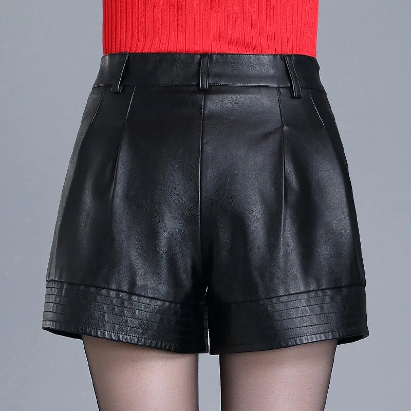 Модные женские шорты из искусственной кожи свободные драпированные сексуальные