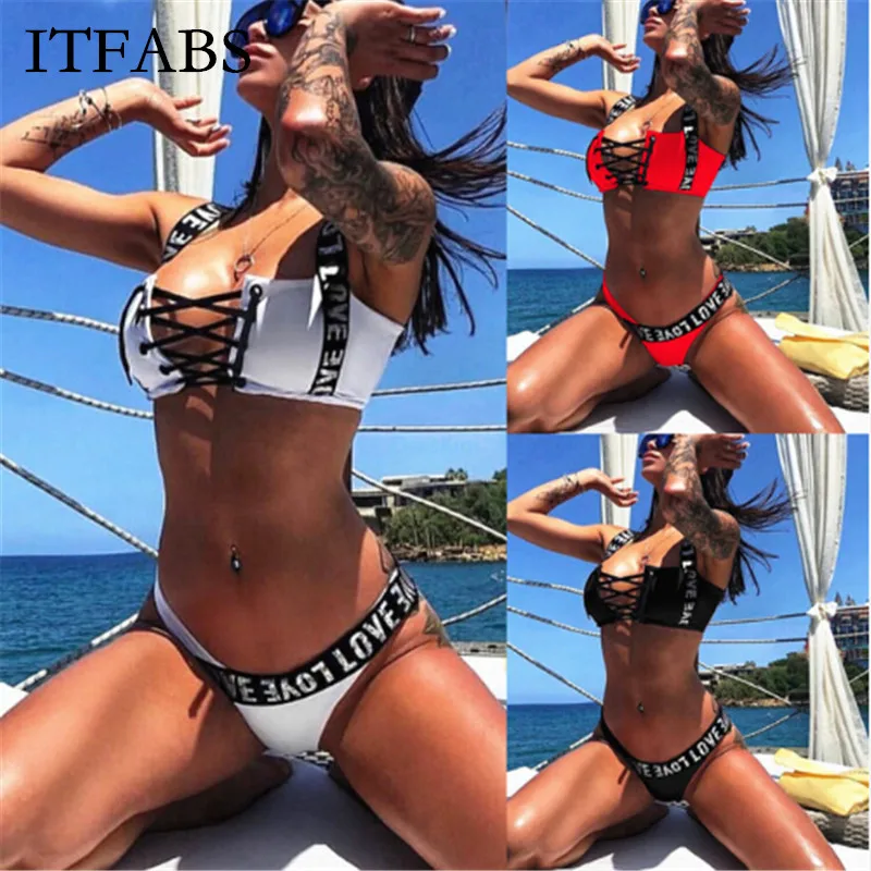 ITFABS 2019 новые бикини с надписью Женская повязка Купальник Летний сексуальный