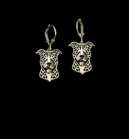 pit bull terrier earrings jewelry handmade carved hollow accessory jewelry golden colors plated fast delivery