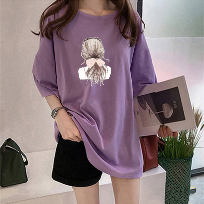 Large size women's T-shirt beauty hair plus 8XL 9XL10XL summer round neck short sleeve loose red big top | Женская одежда