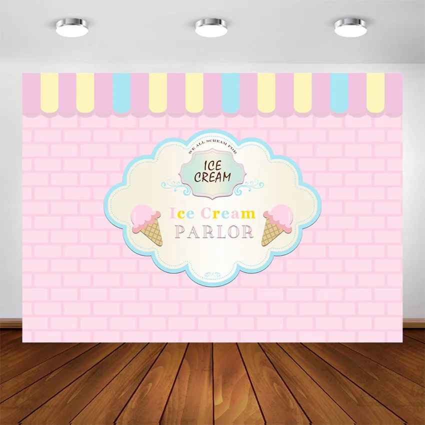 

Ice Cream Backdrop for Photography Ice Cream Parlor Birthday Party Background Decorations Ice Cream Party Kid Photocall Booth