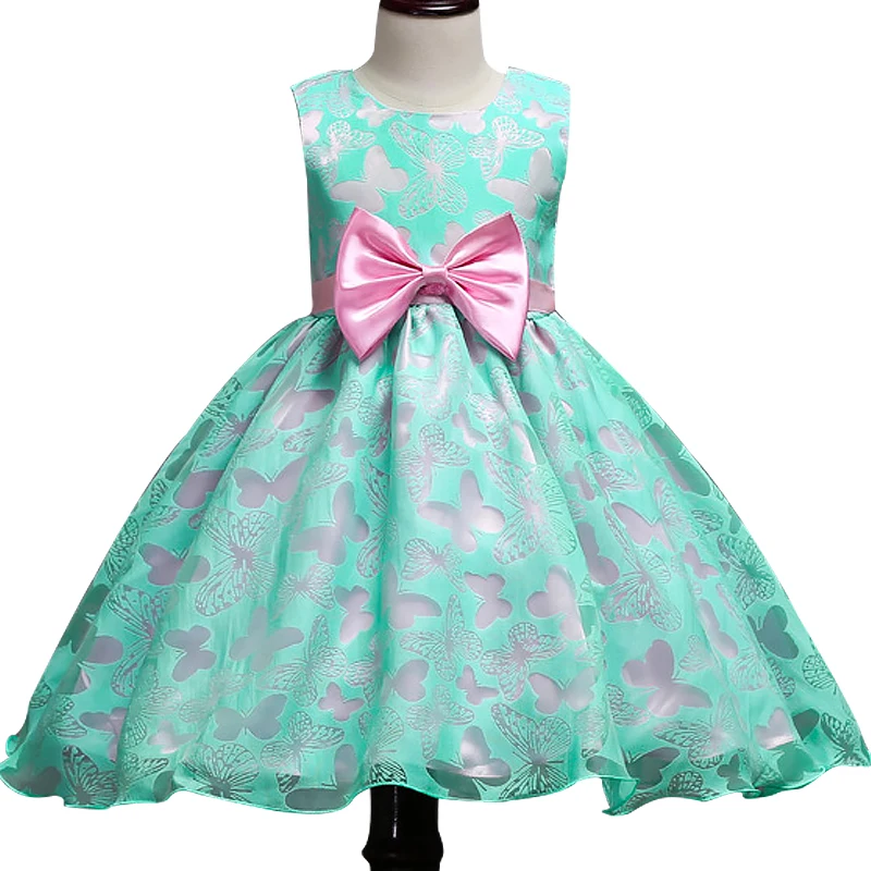 2018 NEW style Summer baby girl butterfly flower dress for wedding girls party with bow clothi | Детская одежда и обувь