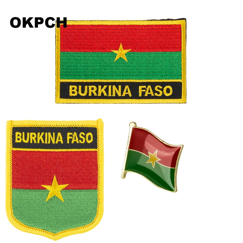 Burkina флаг faso патч знак 3 шт набор патчи для одежды DIY Украшение PT0044 3|Заплатки| |