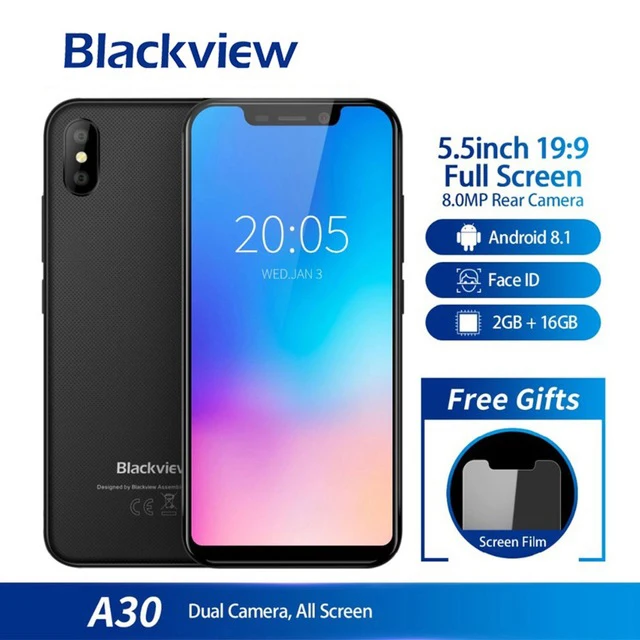 Смартфон Blackview to A30 5 дюймов 19: 9 полный экран четырехъядерный процессор Mtk6580a 2 Гб + 16