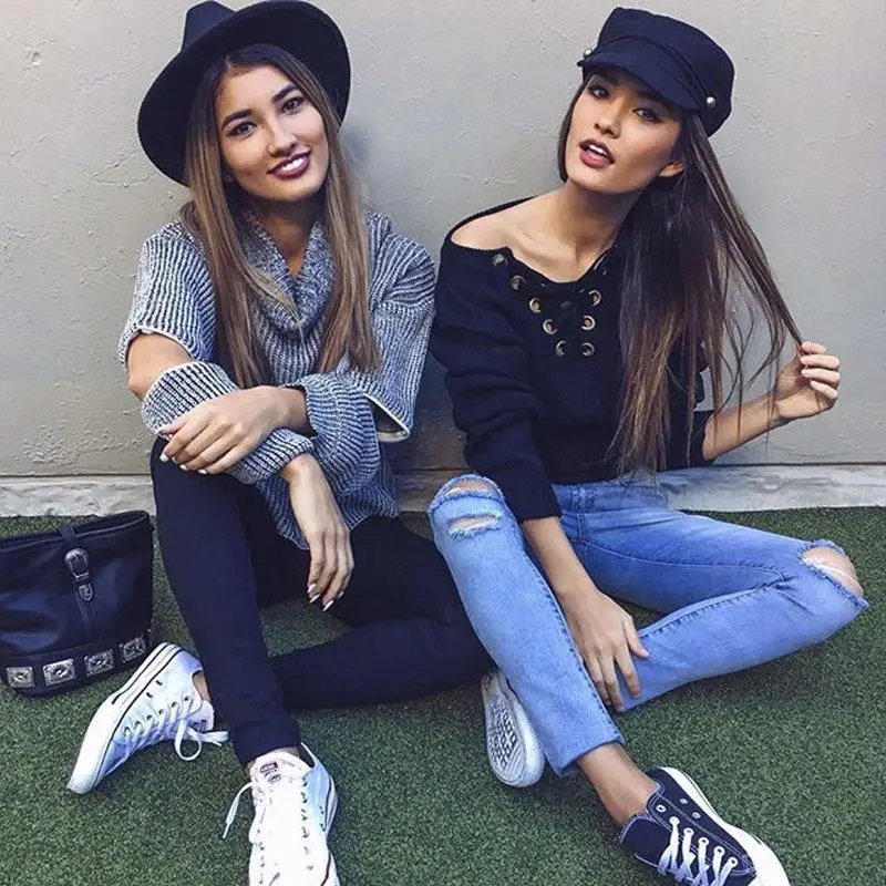 Марка Женщины Повязки Свитера С Длинным Рукавом V-образным вырезом Свободные