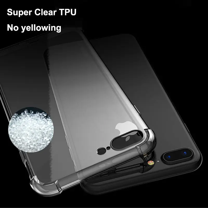 Прозрачный ТПУ чехол HD для iPhone 7 8 Plus чехлы с 360 защитой 2 слойный Мягкий