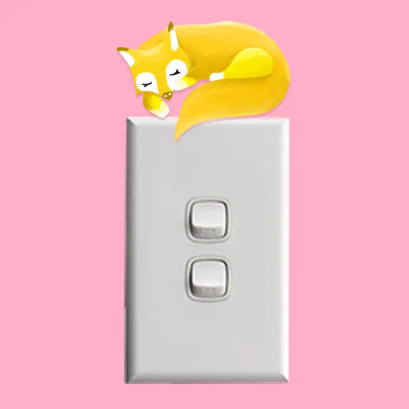 YOJA Спящая лиса переключатель настенный стикер декор для спальни