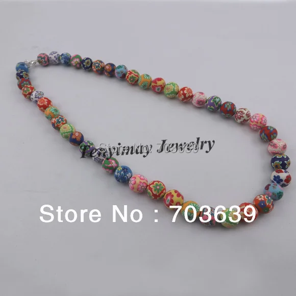 

18" Fashion Handmade Polymer Clay Beads Necklace 10pcs/Lot Colorful Children's Choker Free Shipping