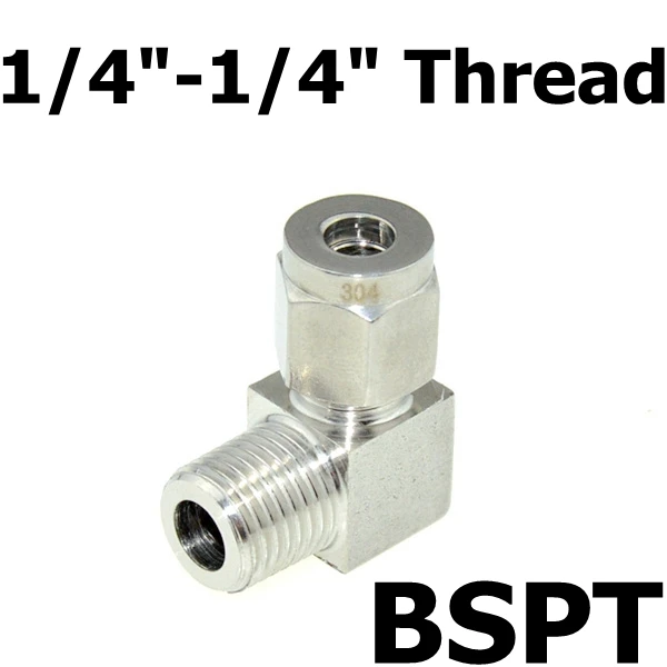 Inch OD Tube Локоть 1/" PT NPT наружная резьба 6 мм 8 мм 12 мм 1/4" дюймов труба двойной наконечник труба Компрессионный фитинг соединитель из нержавеющей стали 304 - Цвет: Inch OD Tube