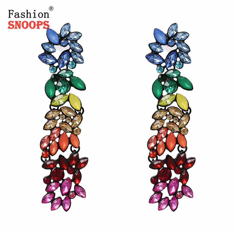 Длинные висячие серьги FASHIONSNOOPS Стразы для женщин очаровательные ювелирные