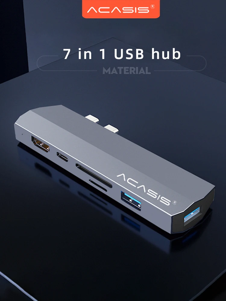 Алюминиевый адаптер 7 в 1 Type C для HDMI Micro TF Card Reader Macbook Pro Samsung Galaxy S9/S8 Huawei P20 USB 3 0
