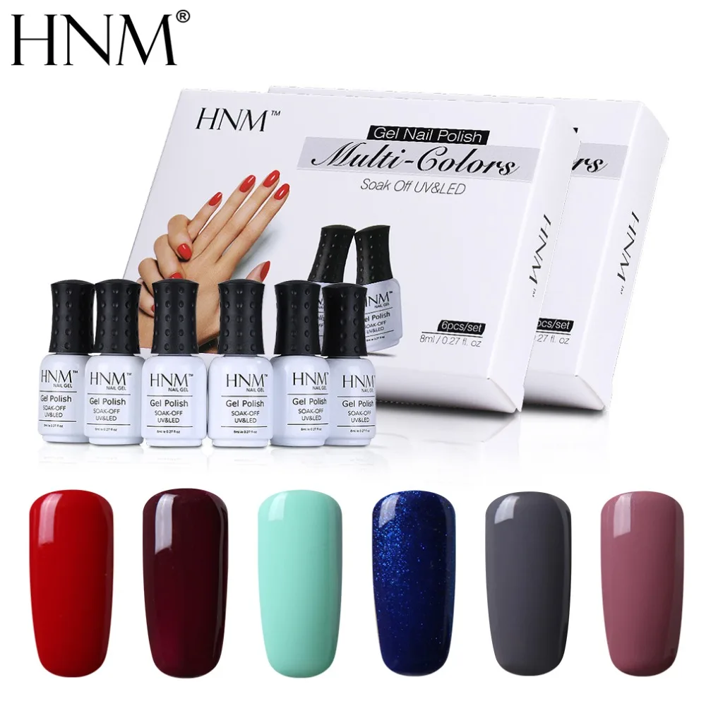 HNM 6 шт./компл. лак Lucky УФ гель для ногтей набор штамповки полуперманентный твердый