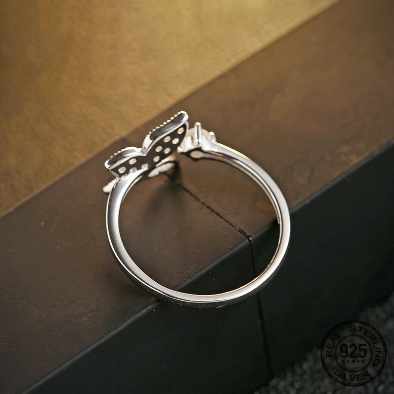 S925 Серебро новый Jewelry женский микро-инкрустированные бабочка Открытое кольцо