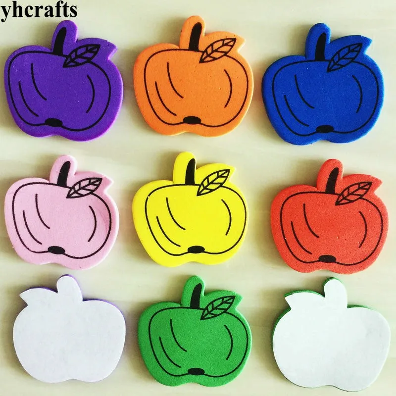 1bag/LOT.Colorful apple foam stickers Baby room decoration Kindergarten ornament Kids craft diy toys Early learning Handmade