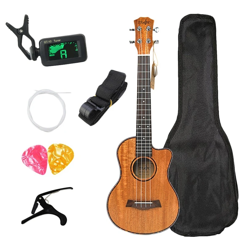 Concert Ukulele Kits 23 Inch Mahogany Uku 4 String Mini Hawaiian Guitar With Bag Tuner Capo Strap Stings Picks For Beginner Mu | Спорт и