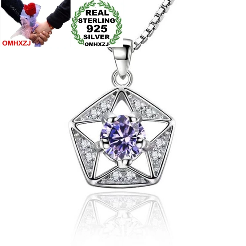 

OMHXZJ Wholesale Fashion Hollow Pentagram Woman Girl Gift Zircon 925 Sterling Silver Pendant Charms PE116 ( NO Chain Necklace )