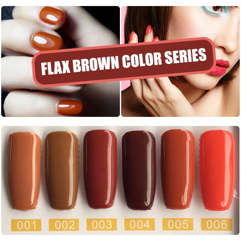 Flax Brown Color YIFEI высокое качество УФ-гель для ногтей набор 10 мл замачиваемый лак для ногтей Vernis полуперманентные украшения ногтей УФ-гель лак 6 шт - Цвет: Flax Brown Color
