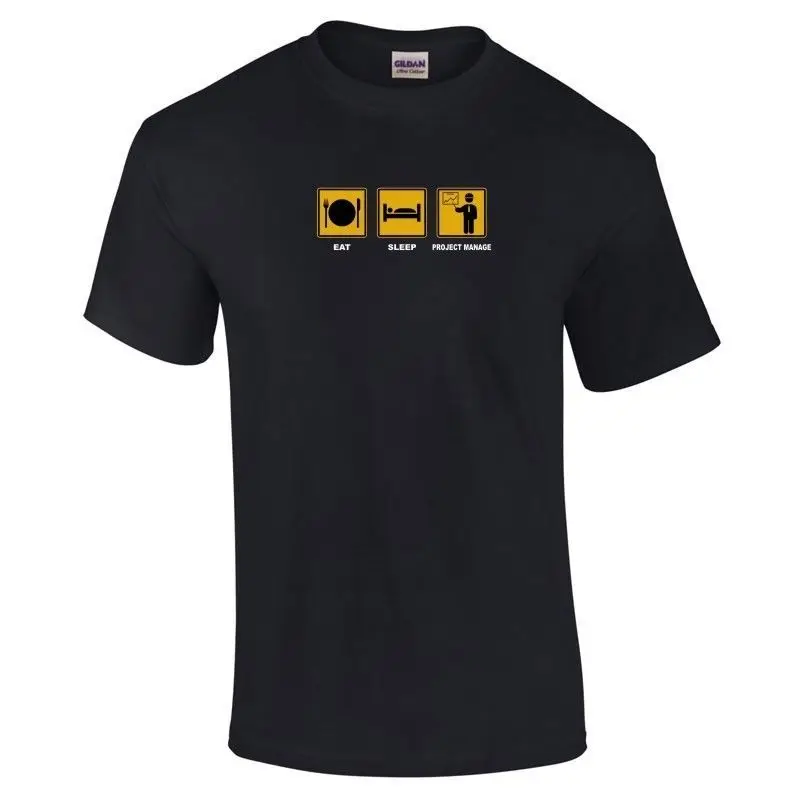 Футболка с надписью Eat Sleep PROJECT MANAGE Organising Work Funny 16 цветов до 3XL новые футболки
