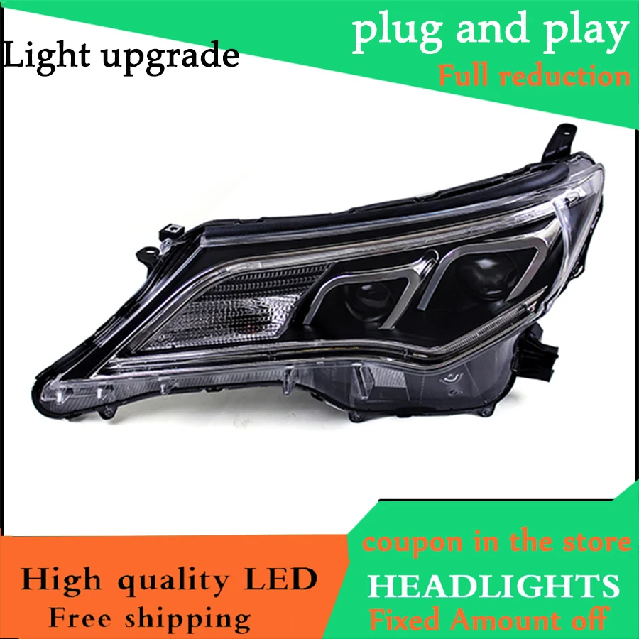 Car styling case for Toyota RAV4 2014-2015 Headlights LED Headlight DRL lens headlamps HID Xenon turnlight running light | Автомобили и