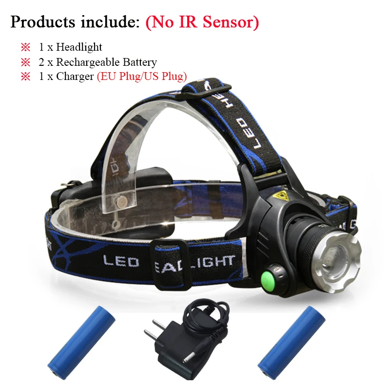 Светодиодный налобный фонарь с usb-датчиком cree, налобный фонарь xm l t6, XM-L2, водонепроницаемый налобный фонарь с зумом, 18650 перезаряжаемый аккумулятор, фонарь, налобный фонарь - Испускаемый цвет: Set B