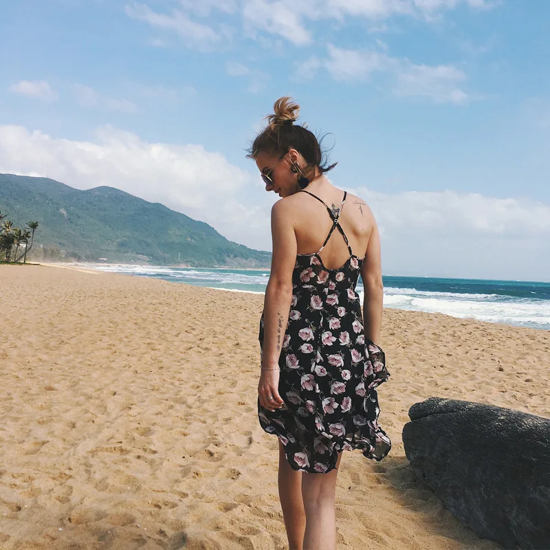 2019 летнее шифоновое платье для отдыха в богемном стиле женское кружевное с