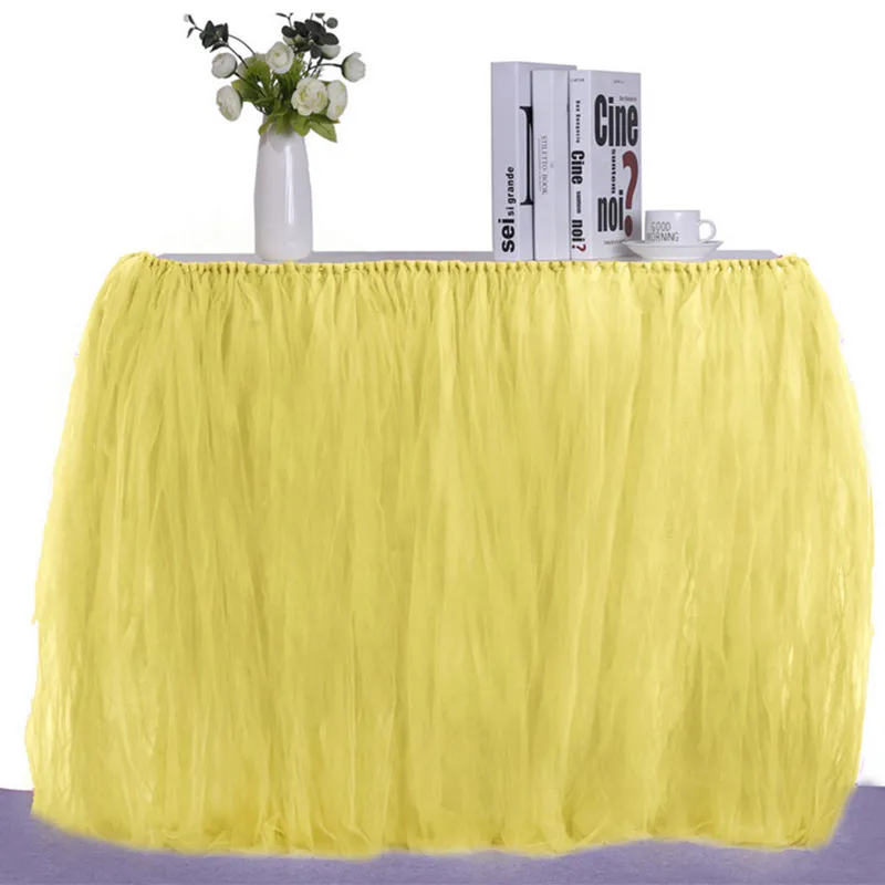 Yellow 1 шт., 91,5X80 см, Тюлевая юбка-пачка для стола, посуда для дня рождения, банкета, юбка для стола, вечерние, свадебные украшения, домашний текстиль - Цвет: Yellow